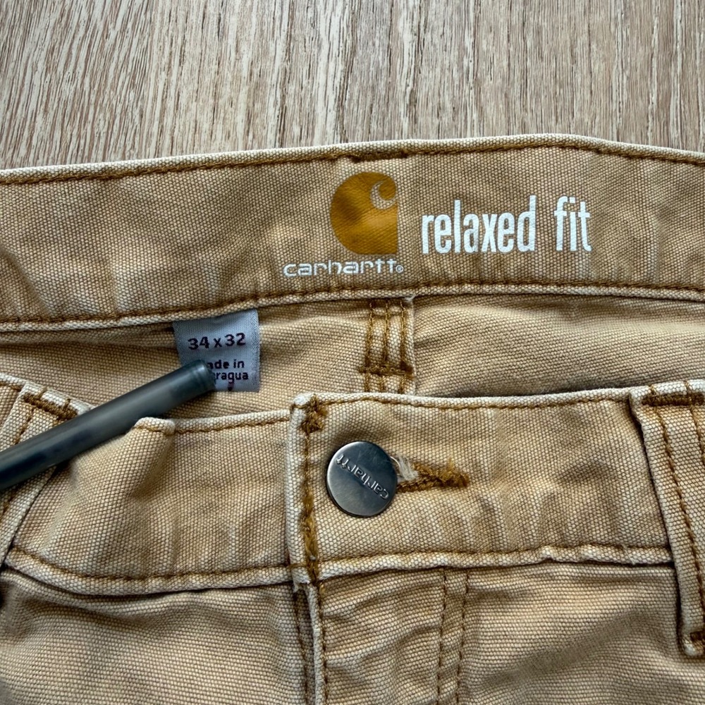 Carhartt 102517-918 Relaxed Fit Canvas Work Pants Mens 34x32 Tan Rugged Utility - Picture 3 of 12